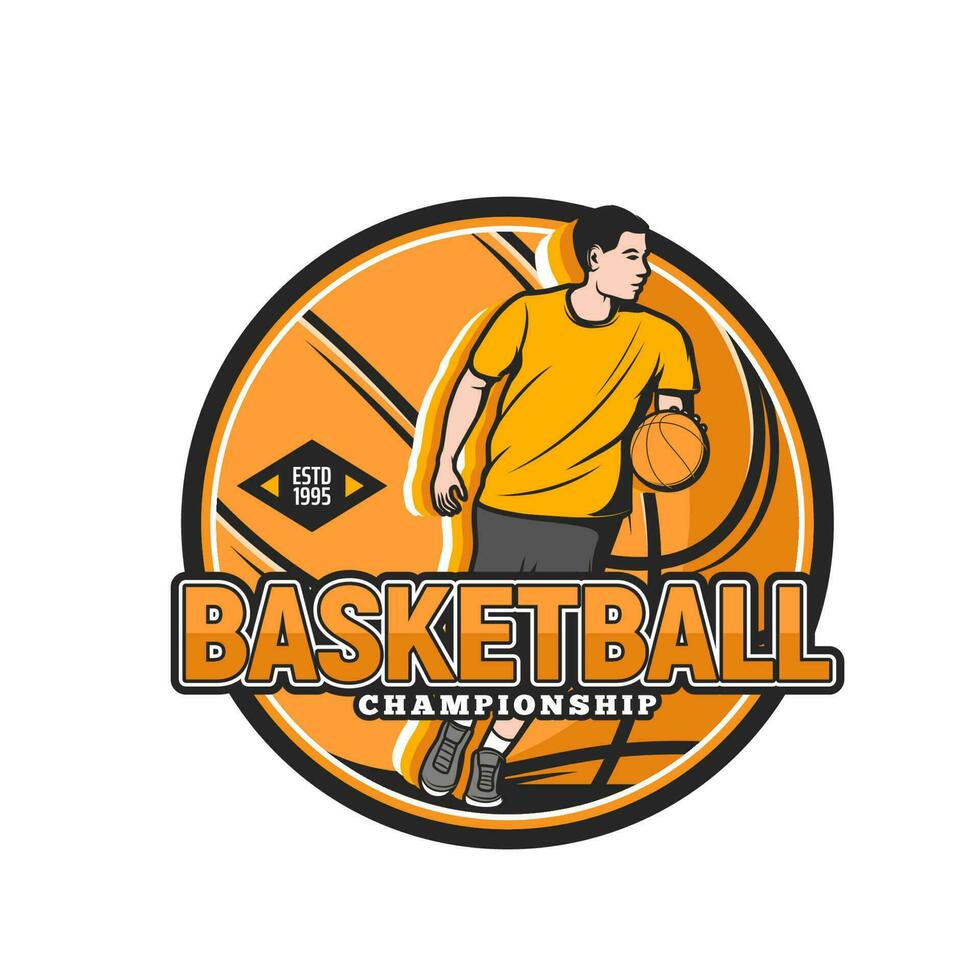 basketboll spelare icion, sport team eller klubb emblem vektor