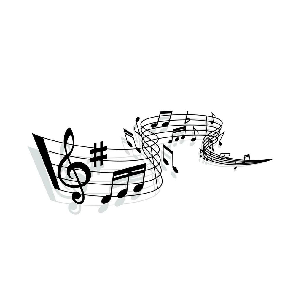 Musik- Welle von Musical Anmerkungen, Mitarbeiter und Bar Linien vektor