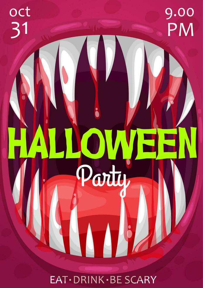Halloween Party Poster mit Vampir Monster- Schrei vektor