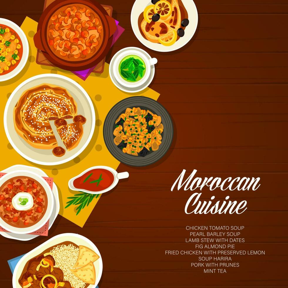 marockansk kök restaurang maträtter vektor baner