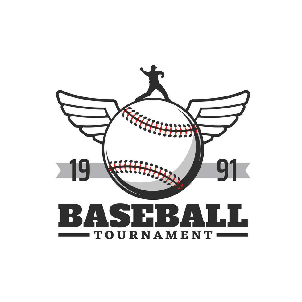 Baseball Sport Symbol, Ball mit Flügel vektor