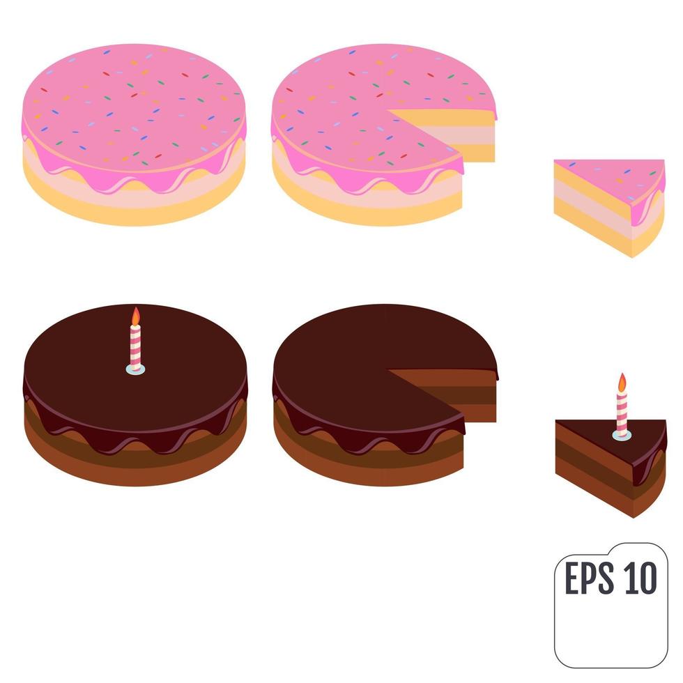 Geburtstagstorte und Schokoladenkuchen vektor