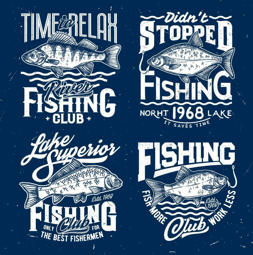 T-Shirt druckt Fisch Meer Bass, Brachsen, Karpfen, Karausche vektor