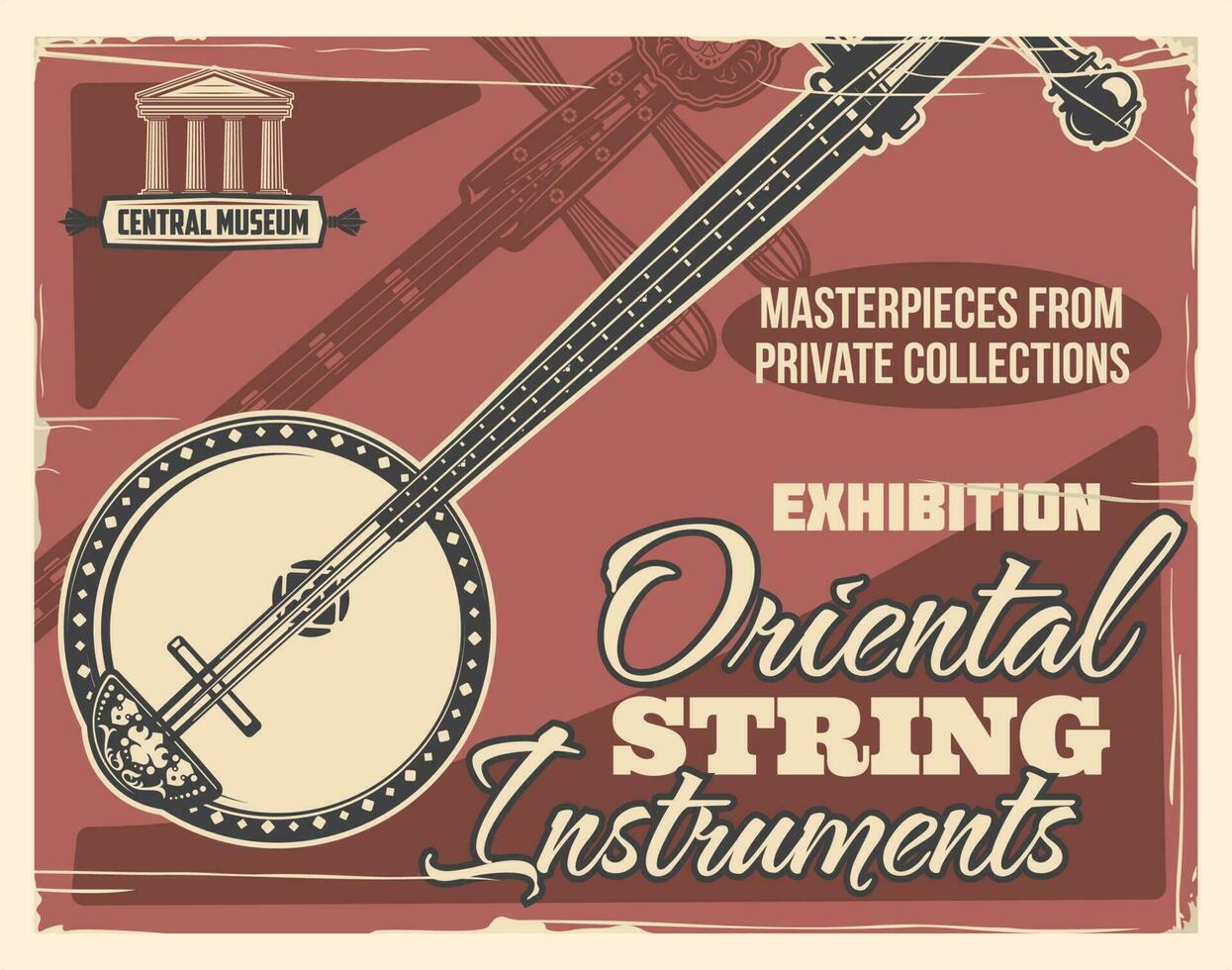 orientalisk sträng musik instrument vektor baner