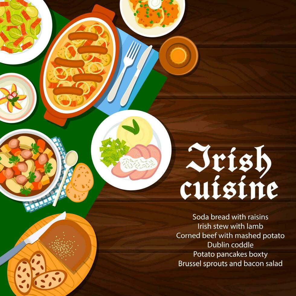irisch Küche Essen Speisekarte Teller, Irland Frühstück vektor