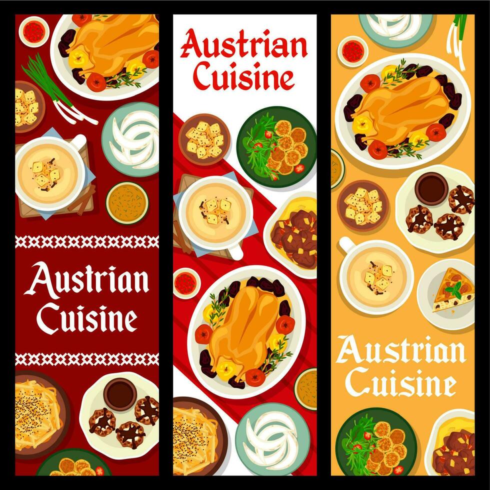 österrikiska kök vektor banderoller, mat av österrike