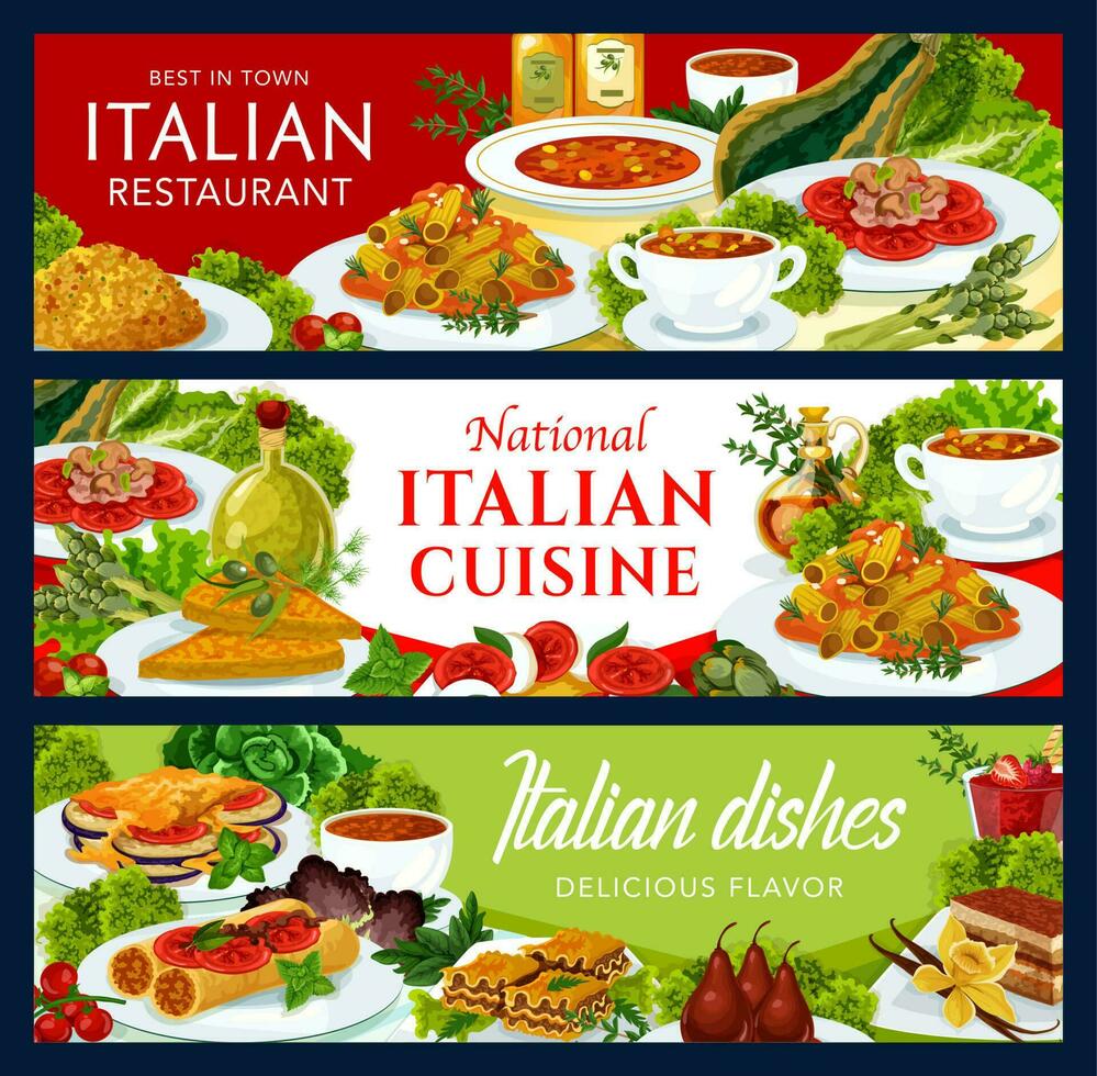 italiensk restaurang kök vektor banderoller uppsättning