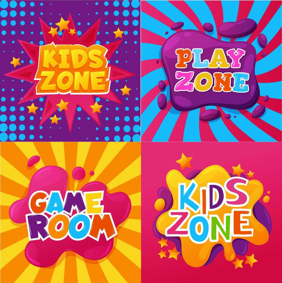 Kind Zone, Spielzimmer, Kind Spiel Zimmer Bereich Plakate vektor