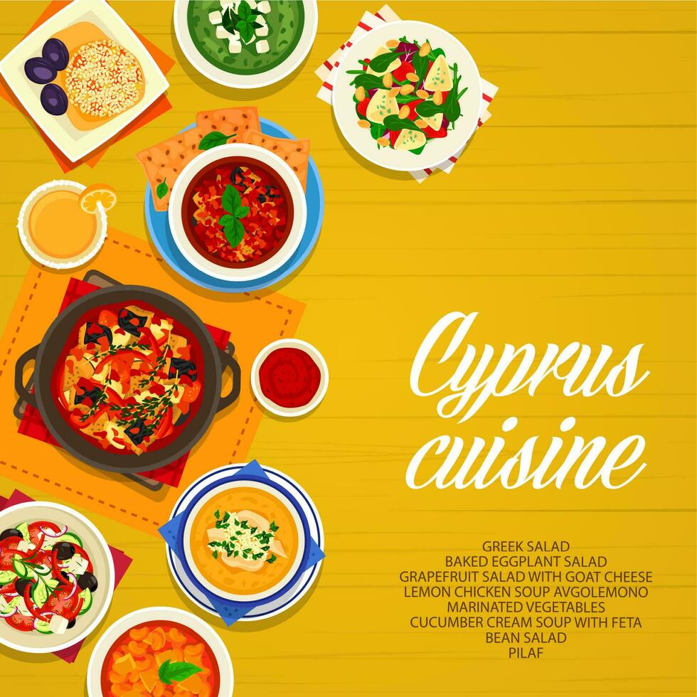 cypern kök vektor tecknad serie affisch cypriot måltider