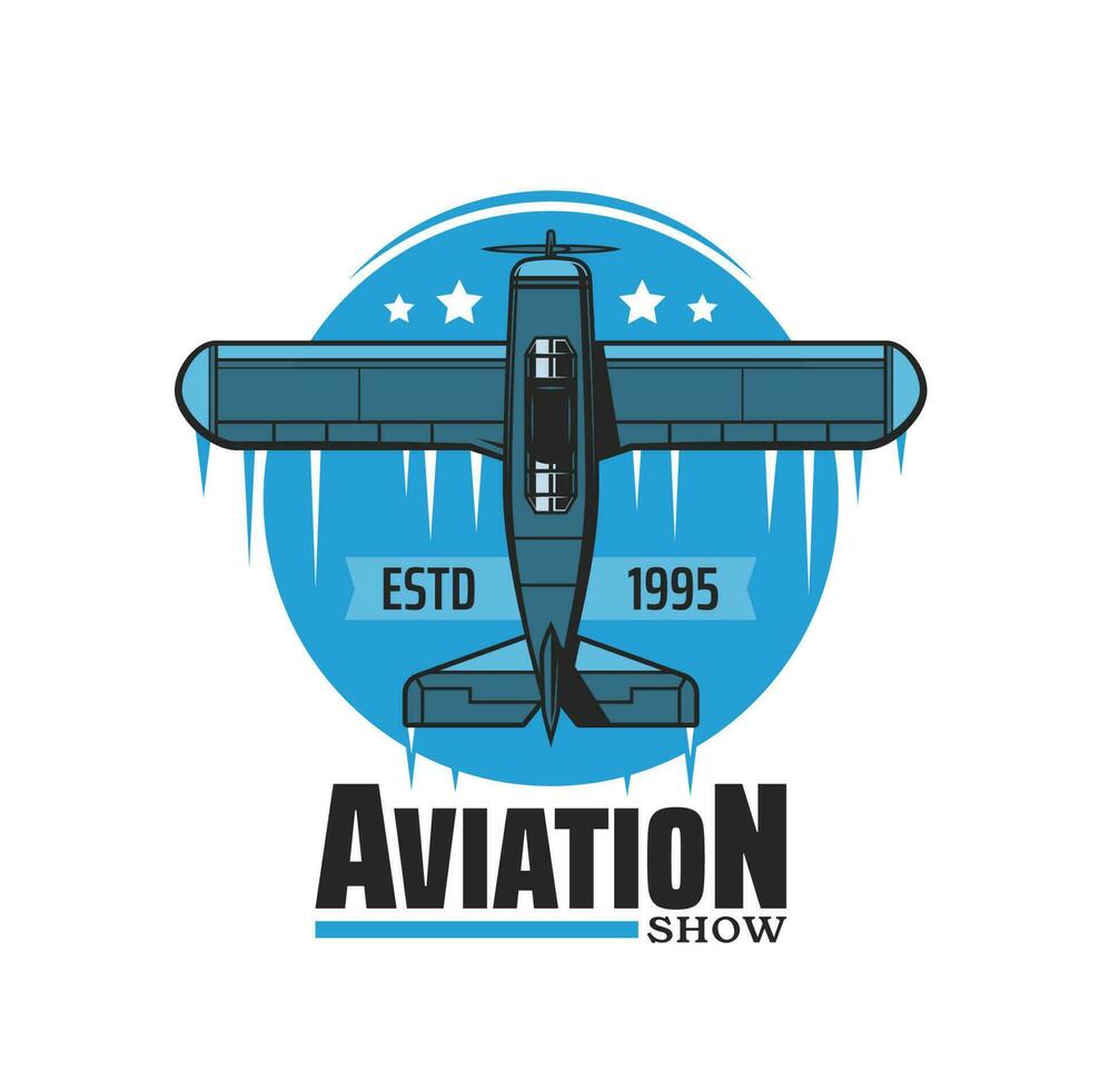 Luftfahrt Luft Show Vektor Symbol mit Jahrgang Flugzeug