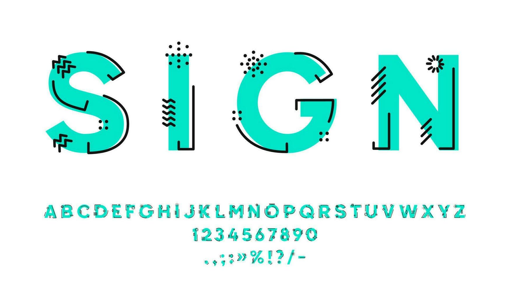 Gliederung geometrisch Schriftart oder Schrift, Linie Alphabet vektor