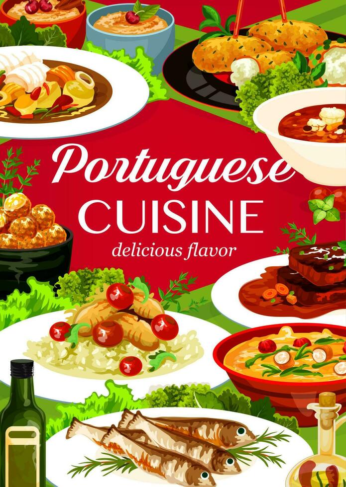 Portugiesisch Küche Vektor National Portugal Essen