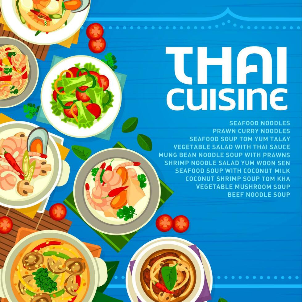thai kök restaurang meny omslag, thai måltider vektor