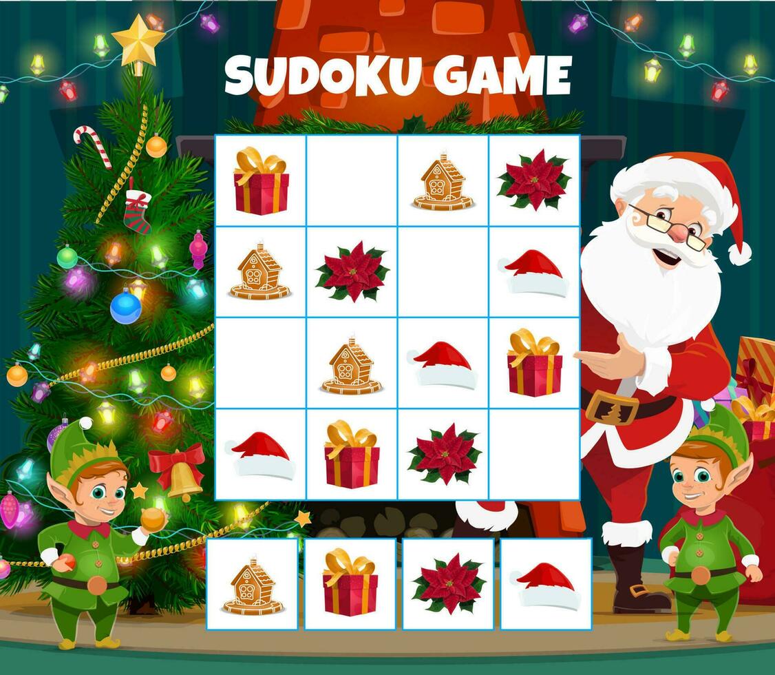 Kinder Weihnachten Sudoku Puzzle Spiel Vektor