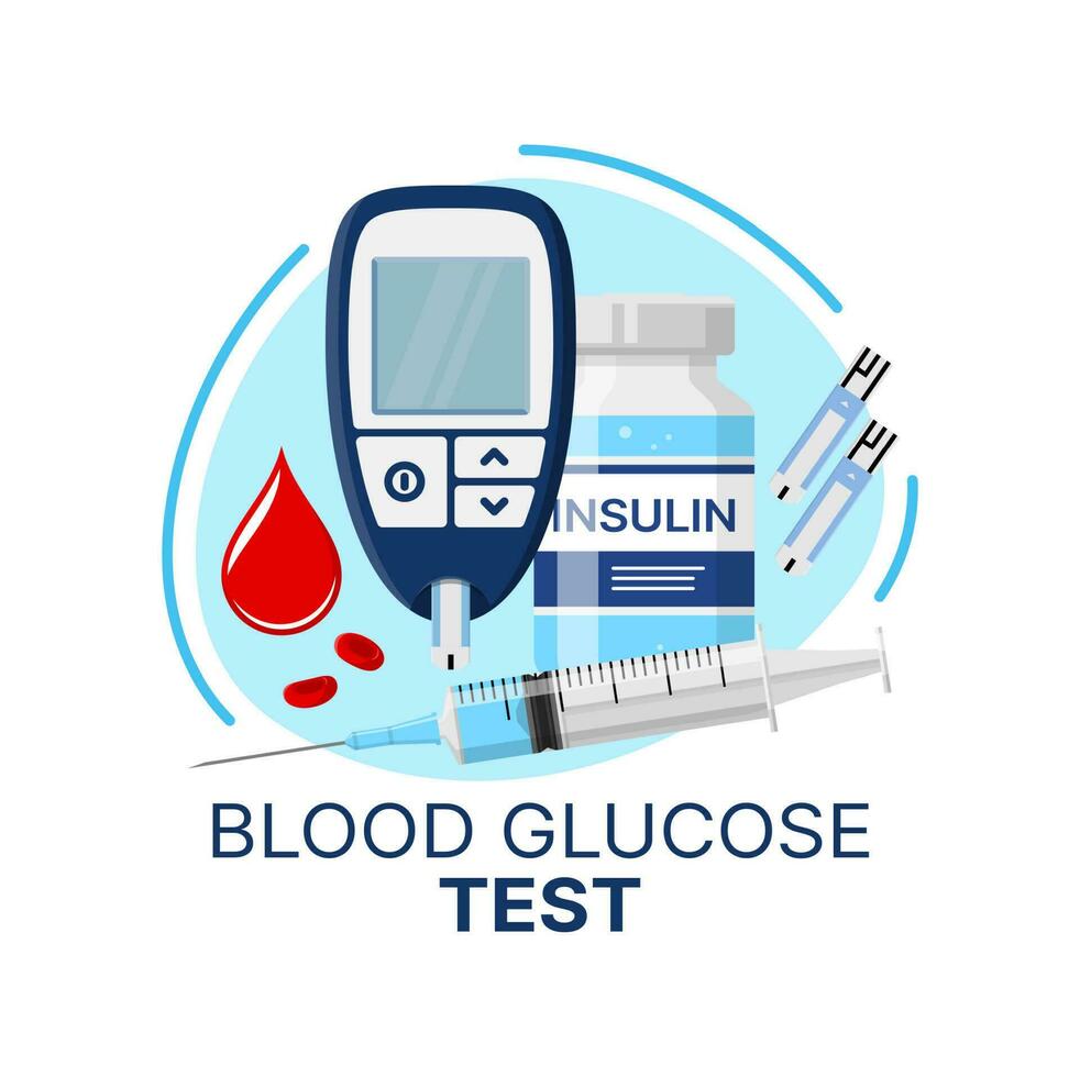 Blut Glucose Prüfung Vektor Symbol von Diabetes Pflege