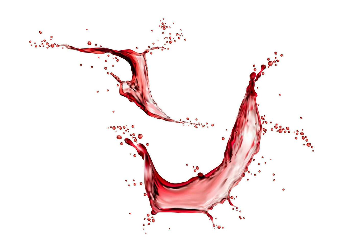 röd druva vin, körsbär juice isolerat flytande virvla runt vektor