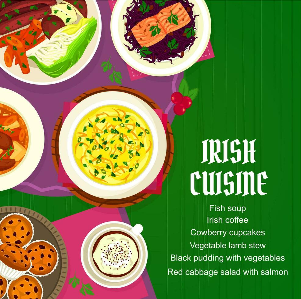 irisch Küche Vektor Speisekarte Startseite