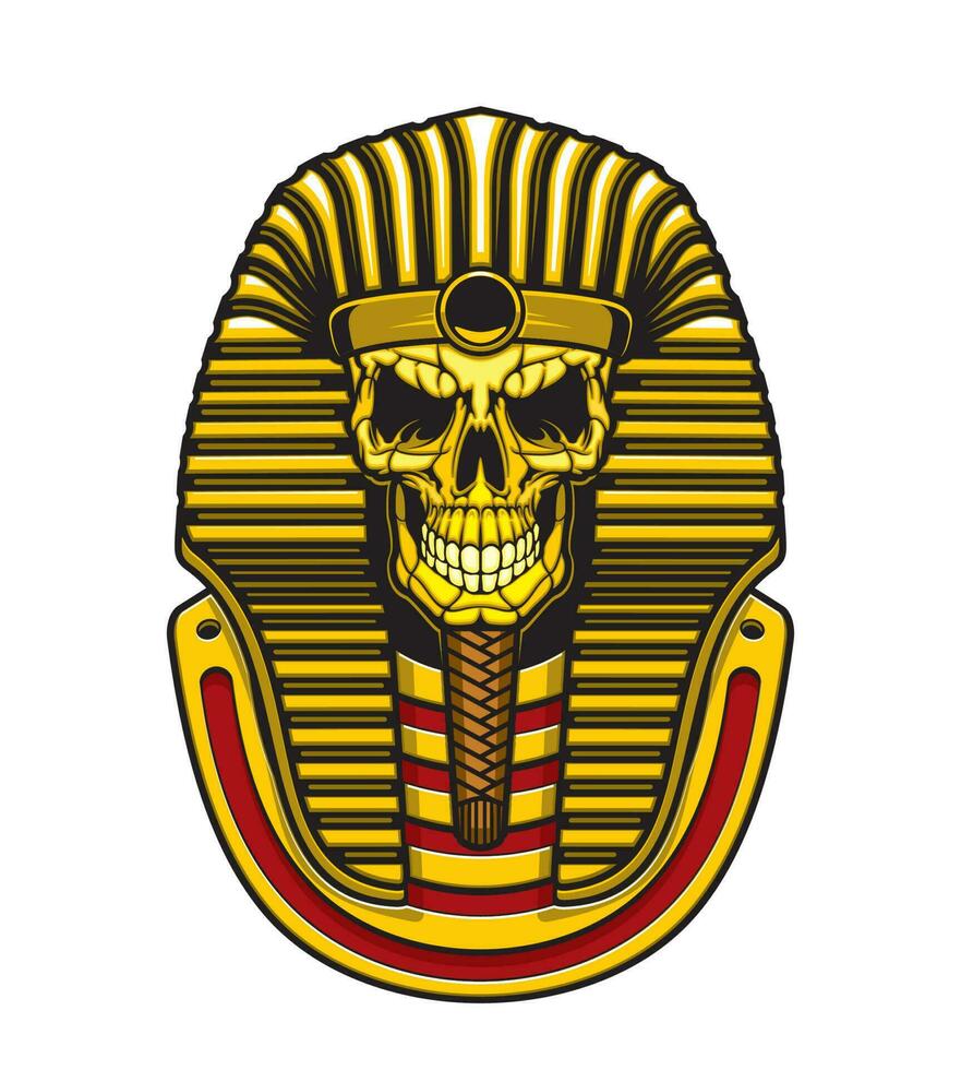 ägyptisch Pharao Schädel mit Gold Maske vektor