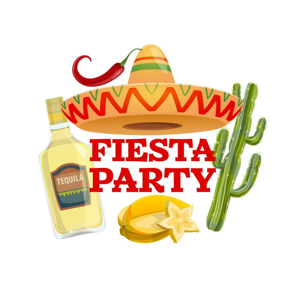 Fiesta Party Vektor isoliert Symbol mit Typografie