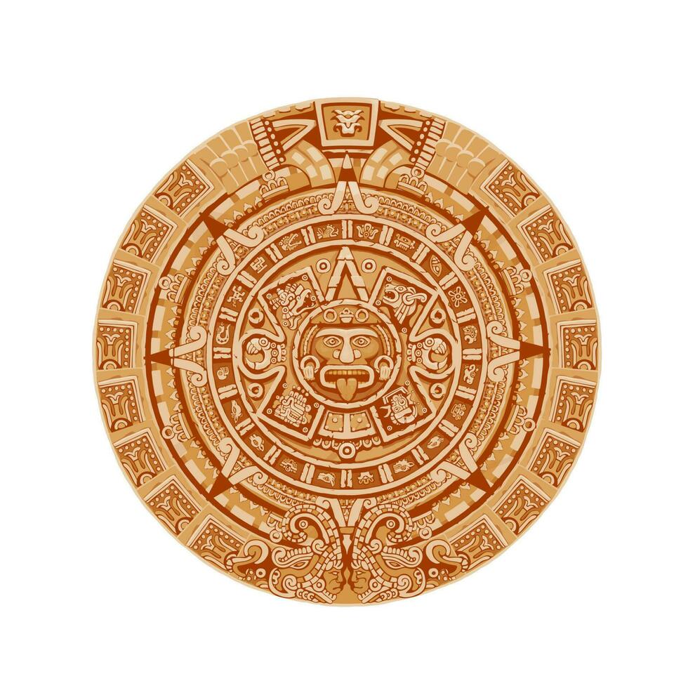Maya Kalender Vektor uralt Mexikaner runden Stein