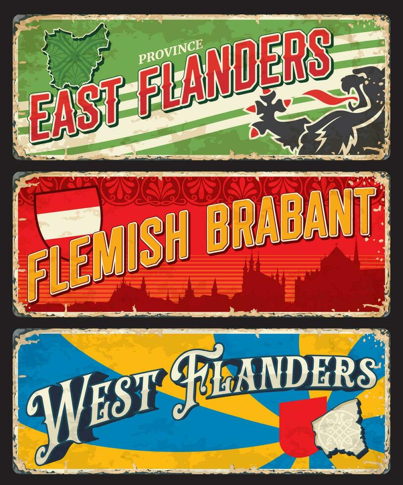 Flandern, flamländska brabant, belgisk regioner plattor vektor