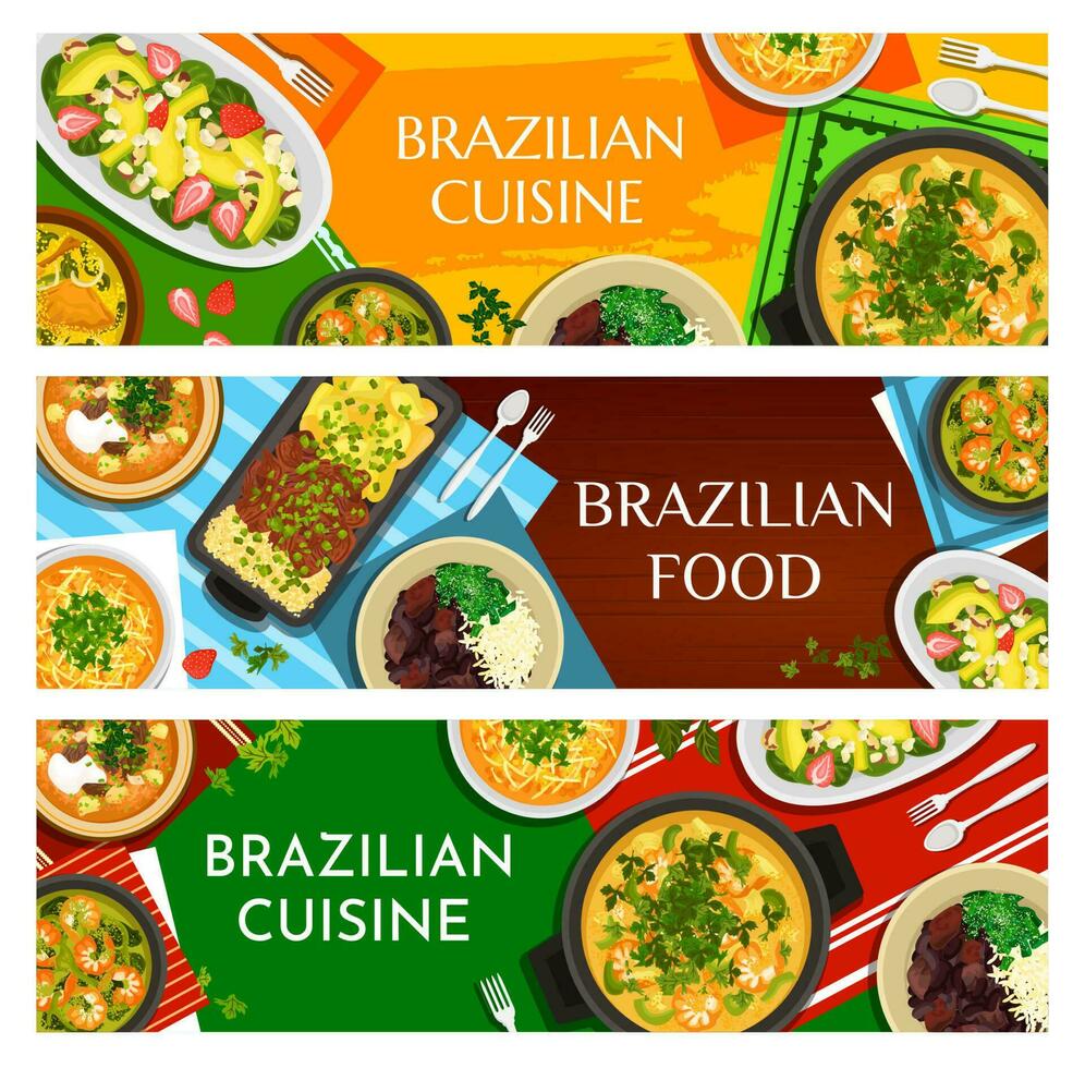 Brasilianer Essen Restaurant Küche Vektor Banner