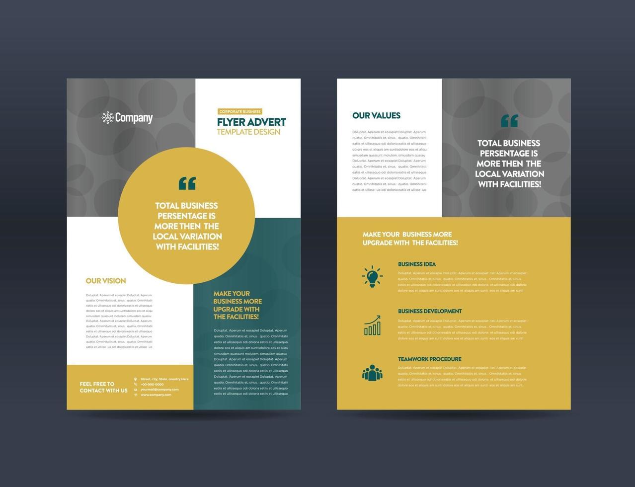 Corporate Business Flyer Design oder Handout und Faltblatt Design oder Marketing Sheet Broschüre Design vektor