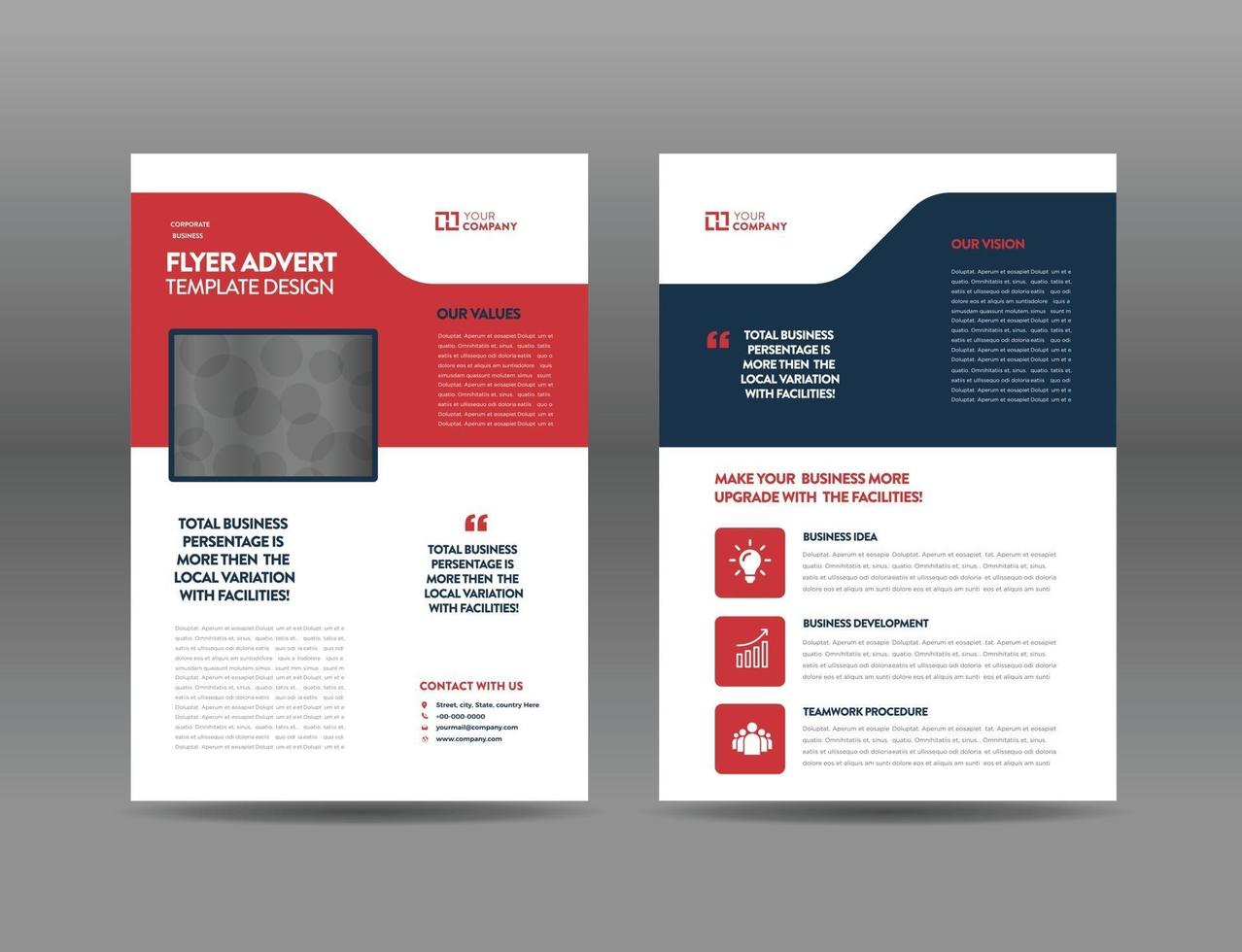 Corporate Business Flyer Design oder Handout und Faltblatt Design oder Marketing Sheet Broschüre Design vektor