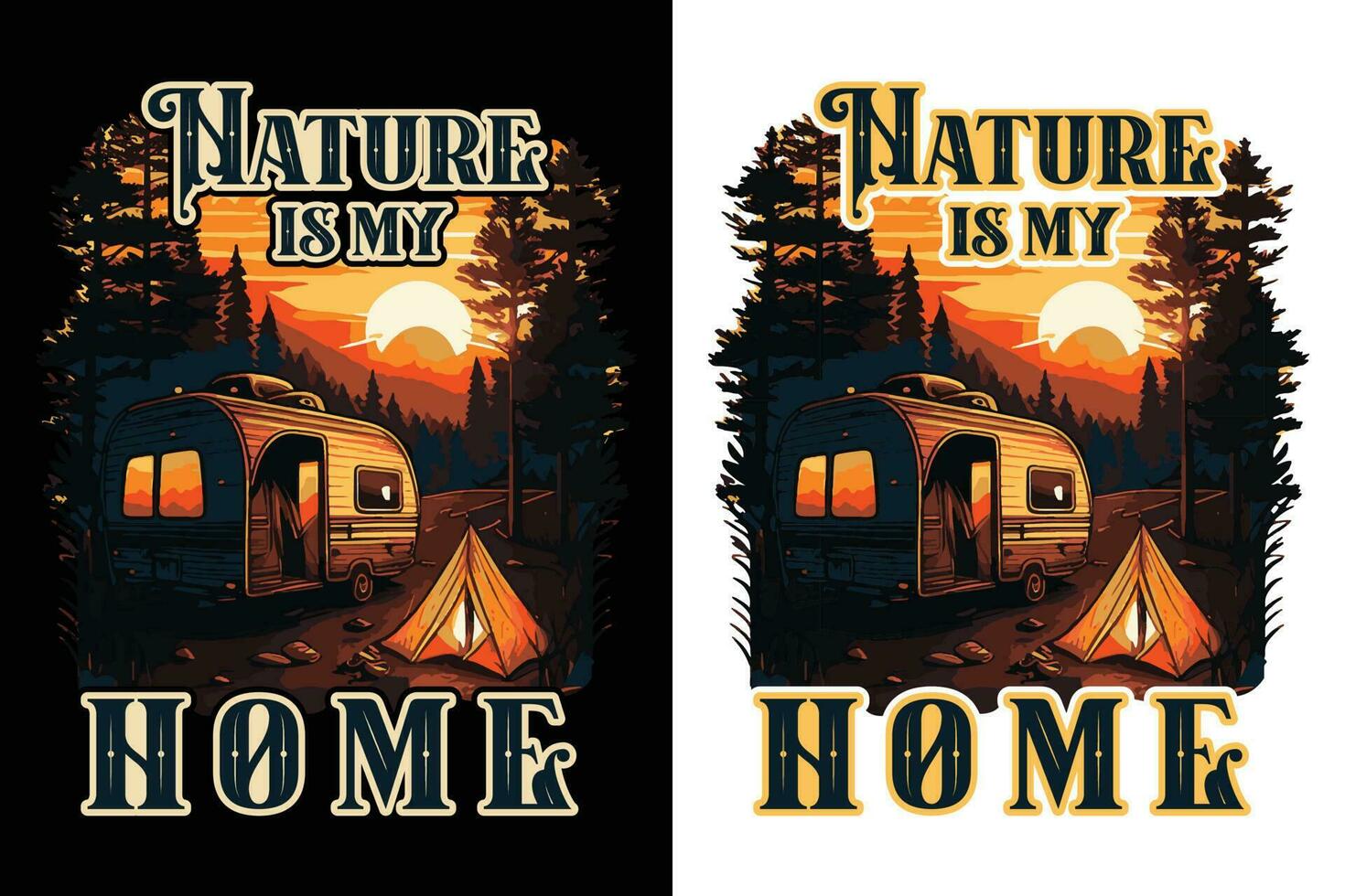 Camping T-Shirt Design, Reise T-Shirt drucken, Abenteuer Berg, Sublimation drucken, Design draussen, Zelt Camping im ein Wald in der Nähe von das Berge vektor