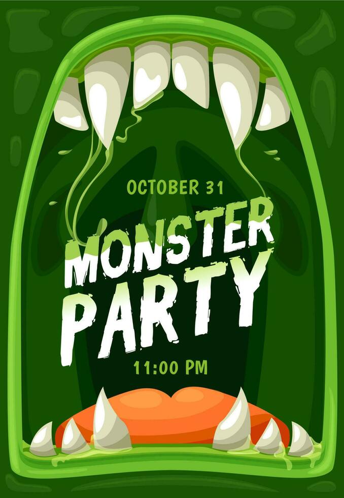 halloween monster fest affisch med zombie mun vektor