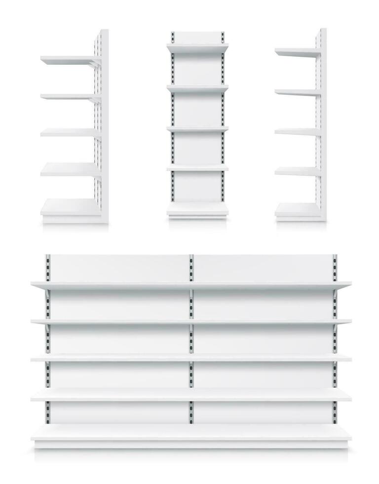 Supermarkt Gestelle, Vektor Geschäft Produkt Regale