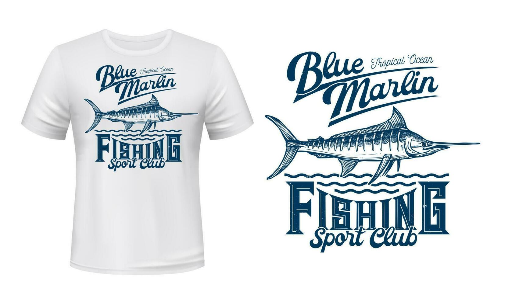 Sport Angeln Verein T-Shirt drucken mit Marlin Fisch vektor