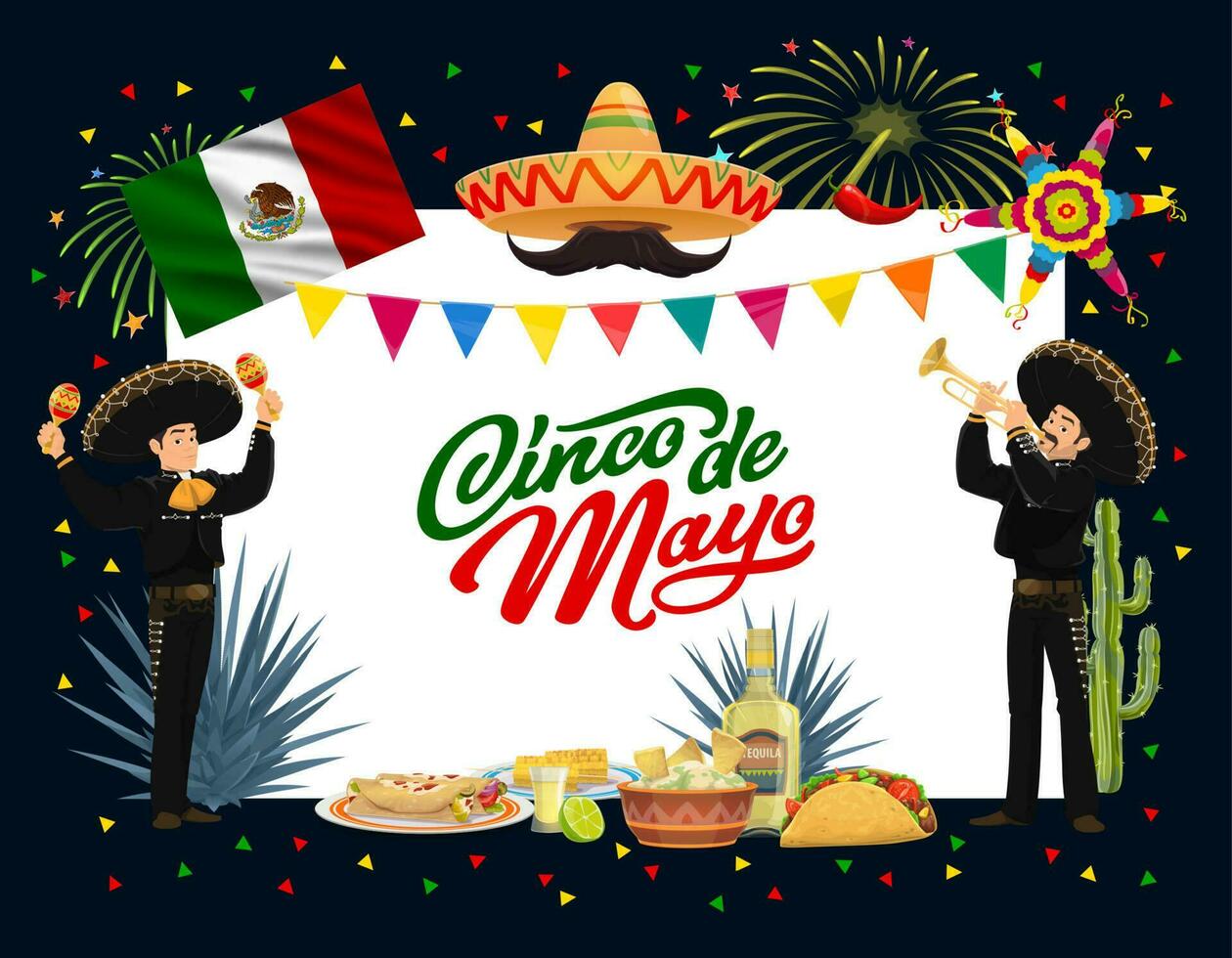 Mexikaner cinco de Mayo Urlaub Essen und Mariachi vektor