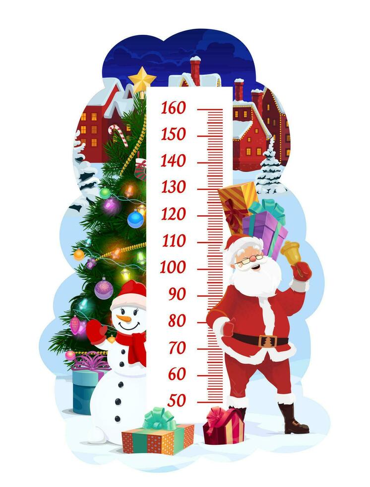 barn höjd Diagram, jul santa i vinter- stad vektor