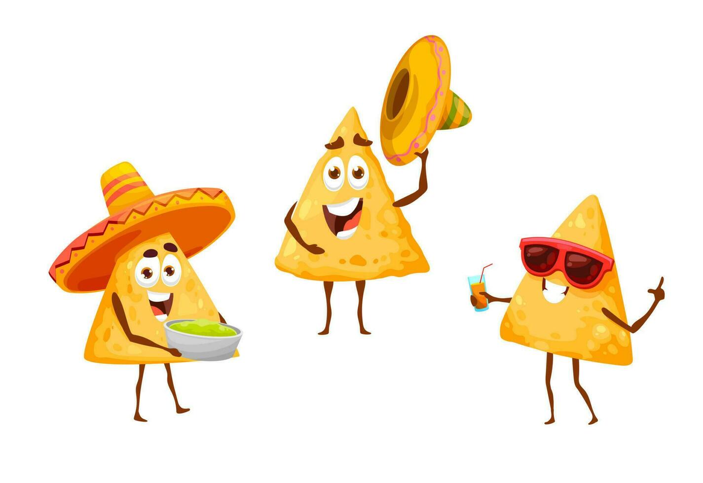 mexikansk nachos pommes frites på fritid fiesta i sombrero vektor