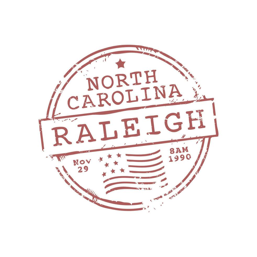 Norden Carolina Raleigh Porto Post- Gummi Briefmarke vektor