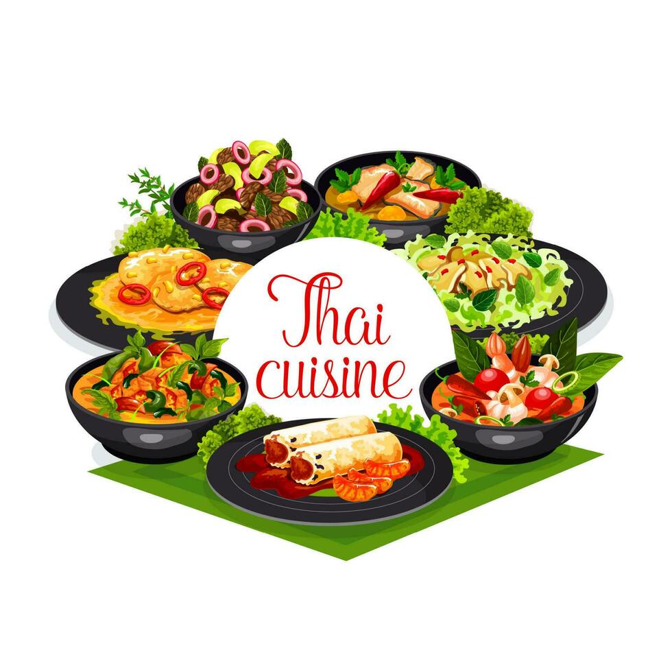 thai kök vektor thailand mat maträtter ram