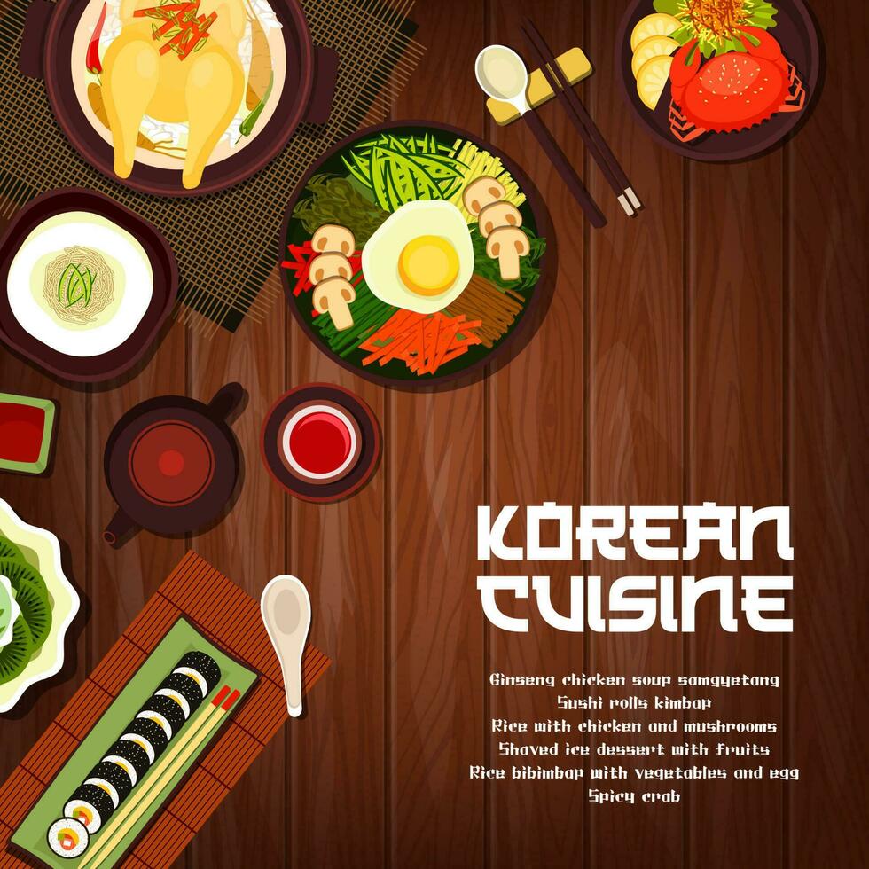 koreanska kök vektor mat korea tecknad serie affisch