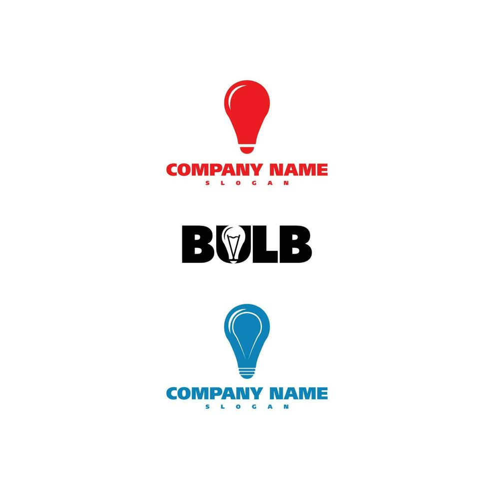 Lampe Birne Logo Symbol einstellen Vektor Vorlage und Birne Negativ Raum Logo