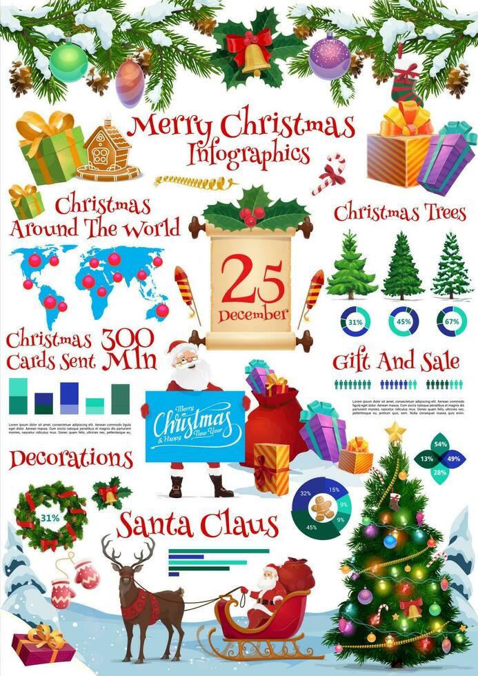 Weihnachten Urlaub Infografiken Vektor Vorlage