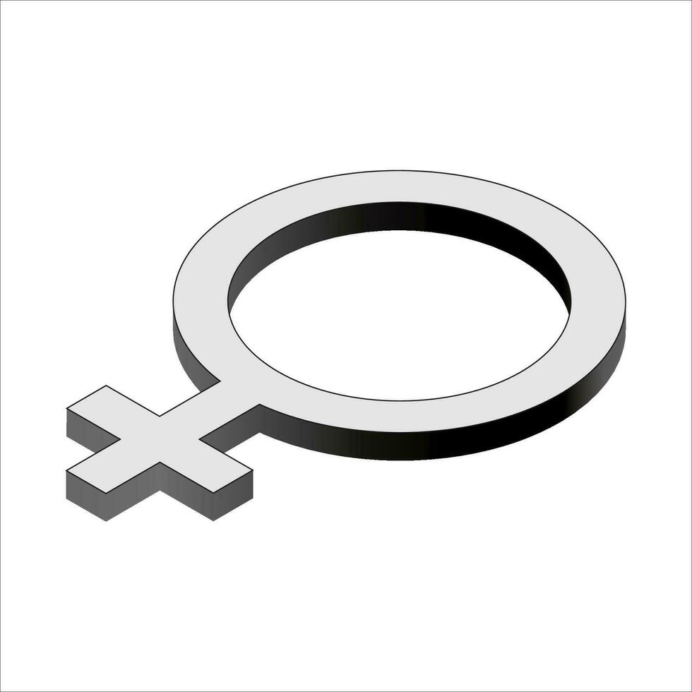 isometrisch weiblich Geschlecht Zeichen isoliert auf Weiß. feminin Symbol. schwarz und Weiß Vektor Illustration.
