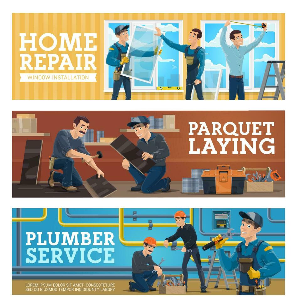 Klempner Service, Zuhause Reparatur Arbeiter Vektor Banner