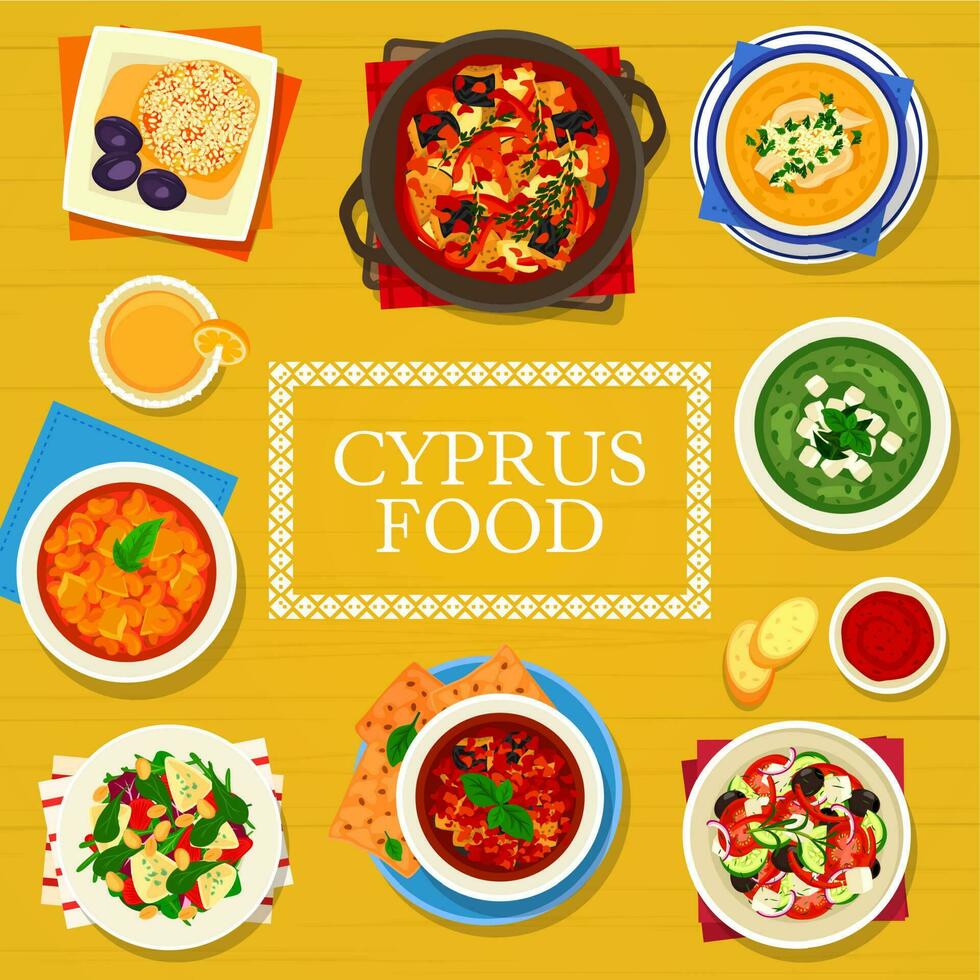 cypern kök cypriot måltider vektor tecknad serie affisch