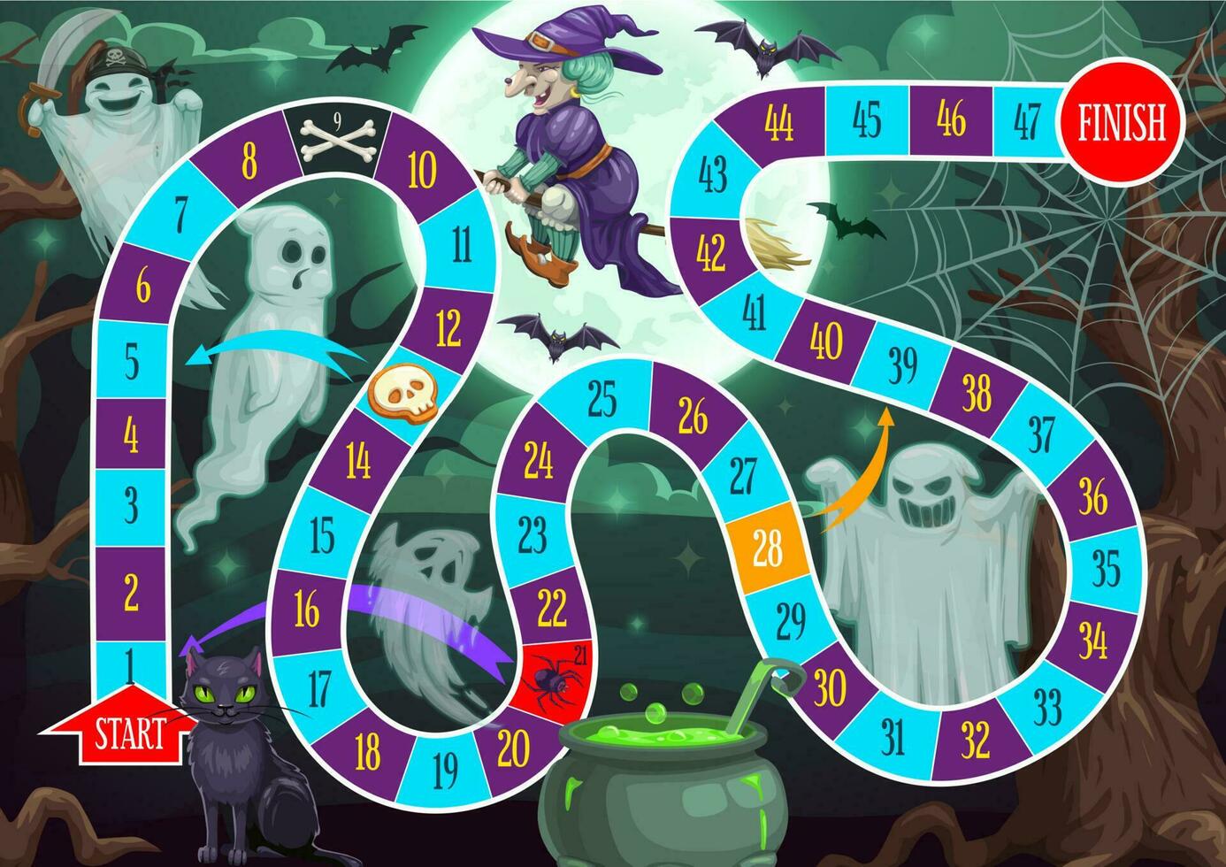 barn steg väg vektor styrelse spel halloween tema