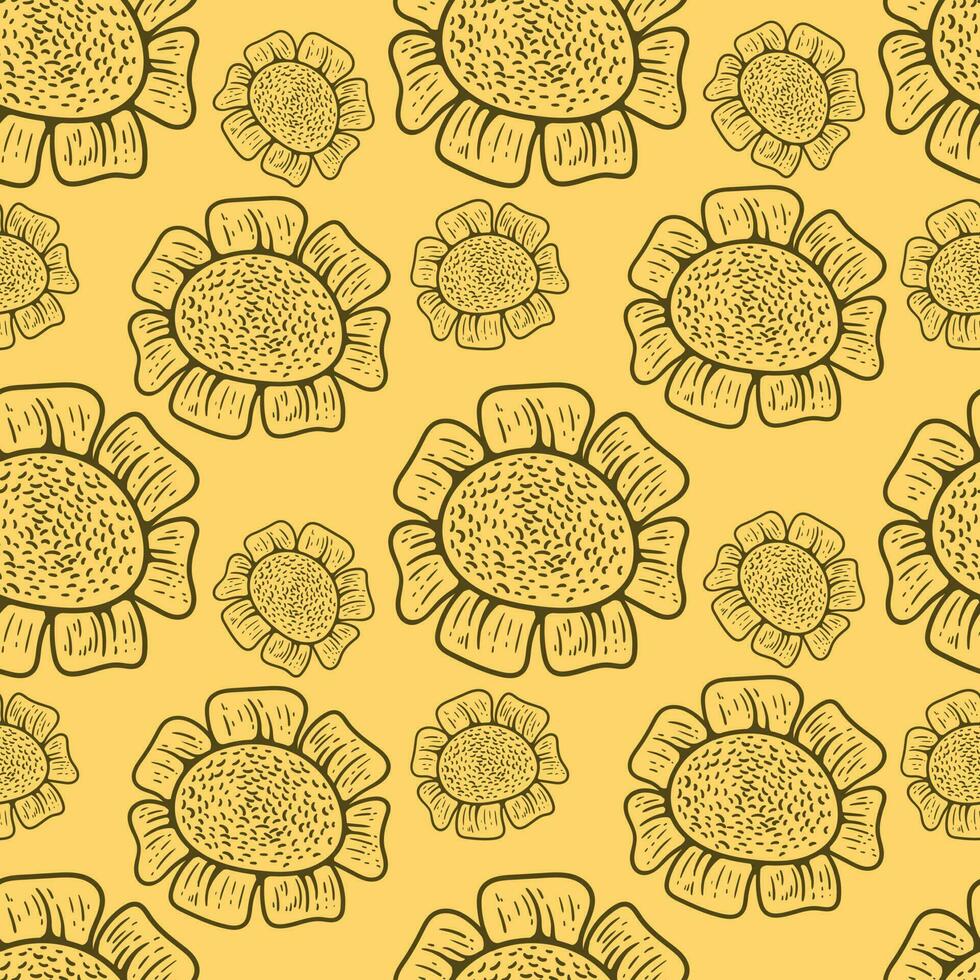 nahtlos Muster von Sonnenblume im retro Stil vektor