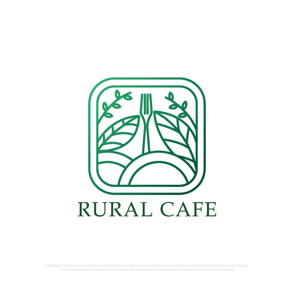 traditionell restaurang logotyp design med linje konst stil , en restaurang med en lantlig begrepp den där tillhandahåller traditionell organisk mat och drycker linje konst vektor illustration