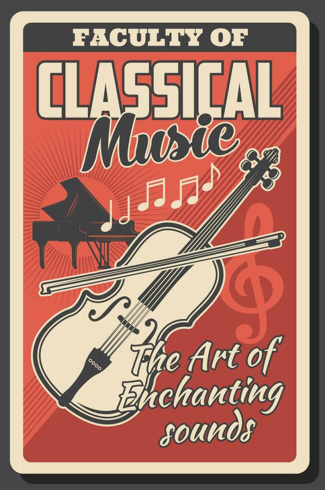 klassisch Musik- Fakultät Vektor Jahrgang Poster