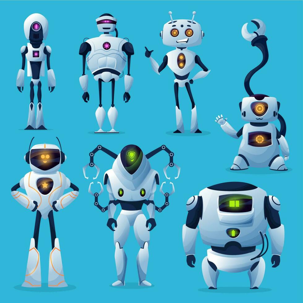 robotar, bots, artificiell intelligens tecken vektor