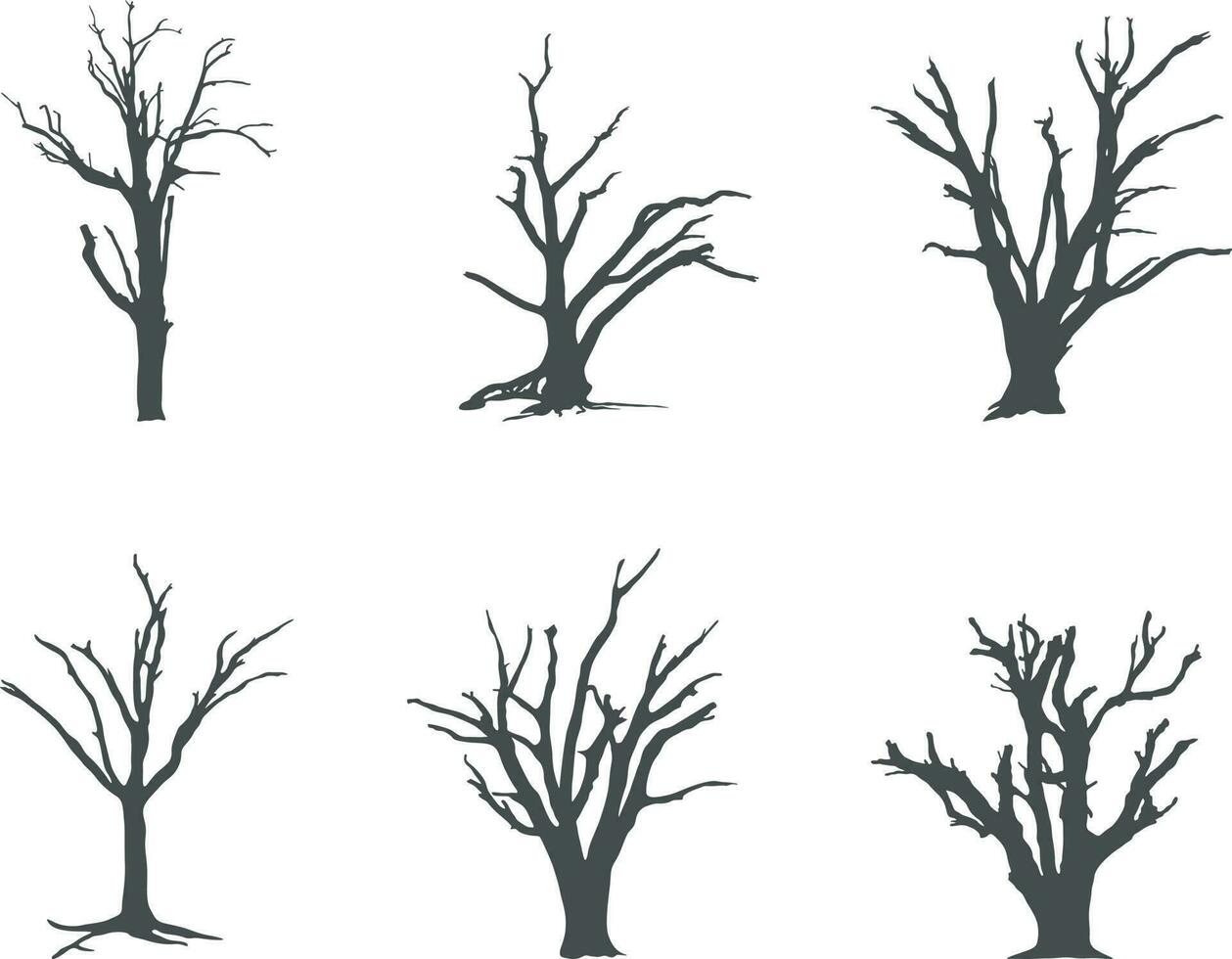 tot Baum Silhouette, nackt Baum Silhouetten, Baum Silhouette, Baum Vektor Illustration