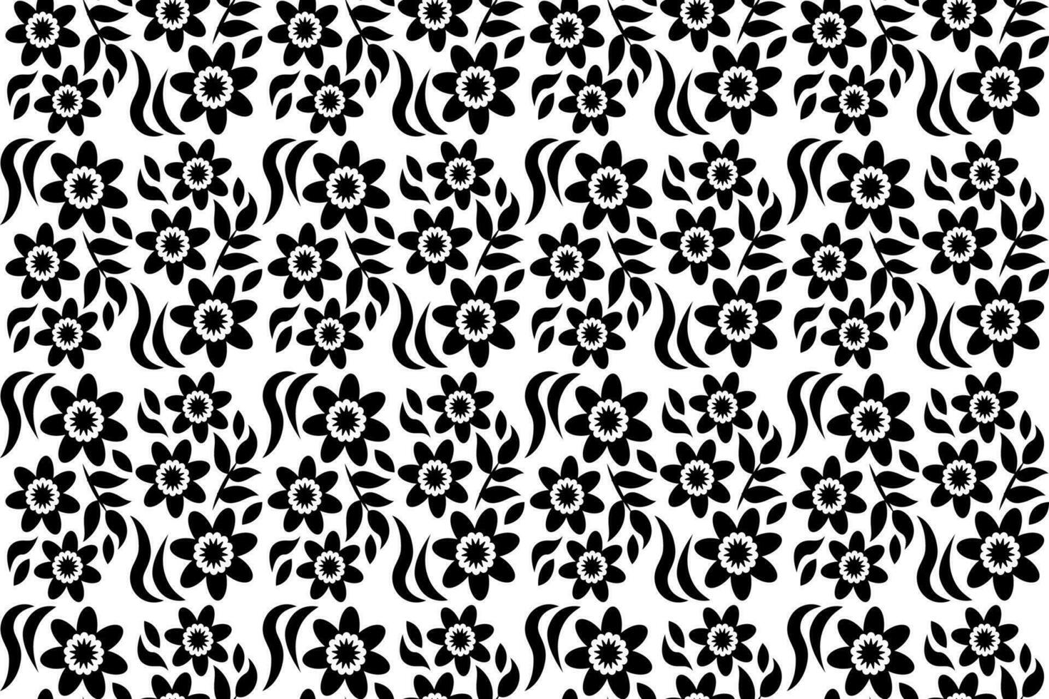 abstrakt Blumen- nahtlos Muster. schwarz und Weiß stilisiert, dekorativ Design. endlos wiederholen einfarbig Muster mit eben Blumen- Design Elemente. vektor